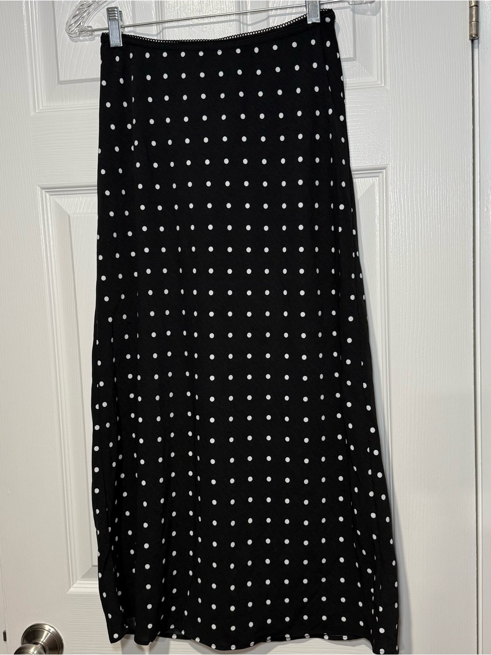 Aeropostale Black Midi Skirt with White Polka Dots